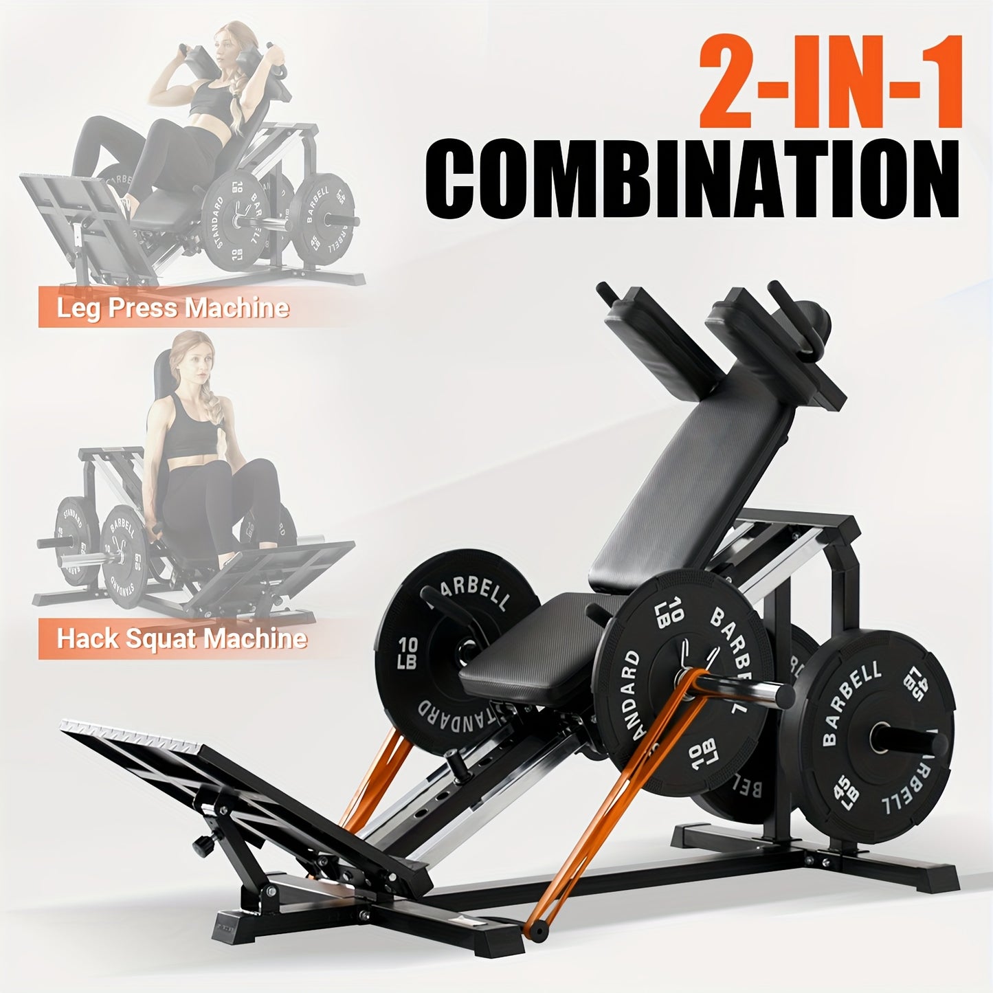 Compact Leg Press, Sled And Hack Squat Machine Combo, 900lb Capacity,