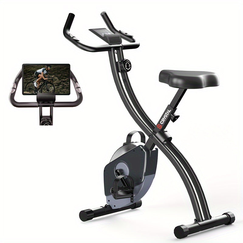 1pc Compact Folding Exercise Bike - 8-Level Adjustable Resistance, LCD Display
