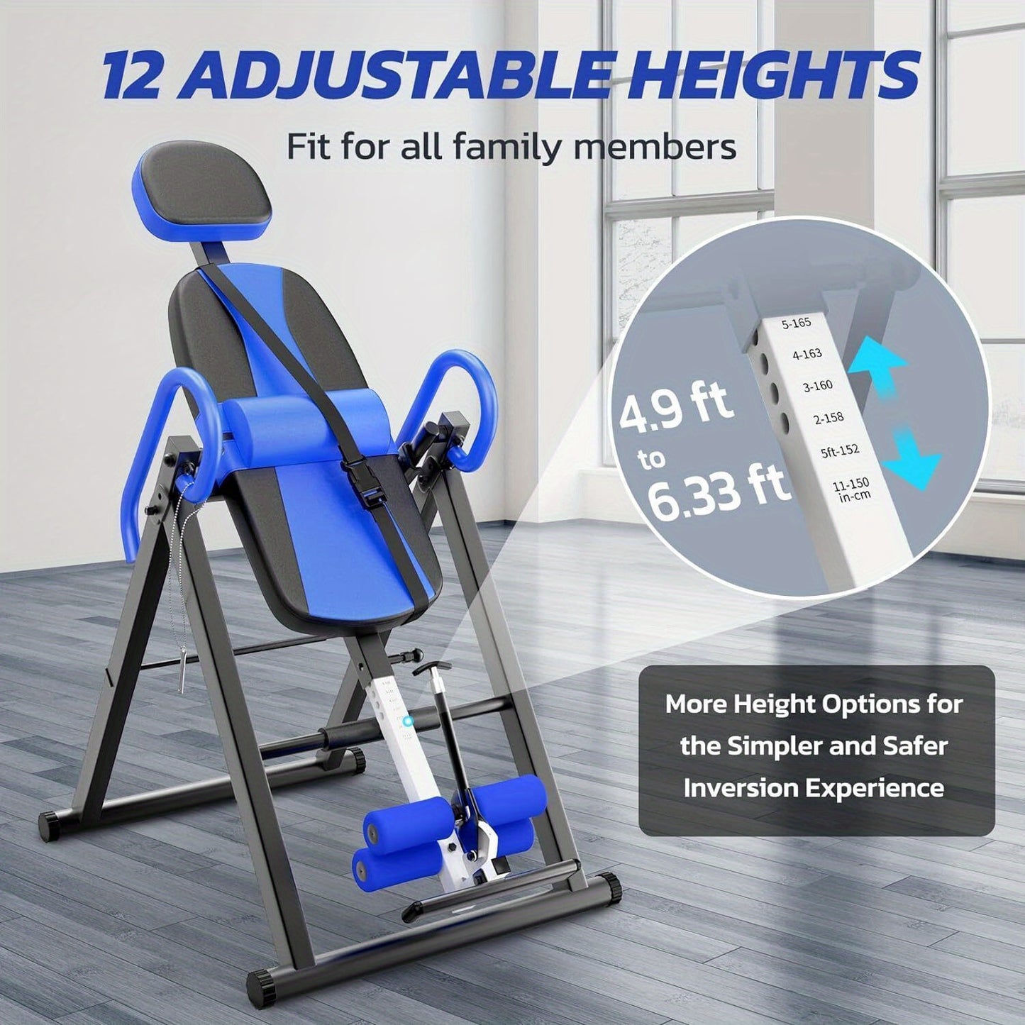 1pc Stainless Steel Gravity Inversion Table, Foldable