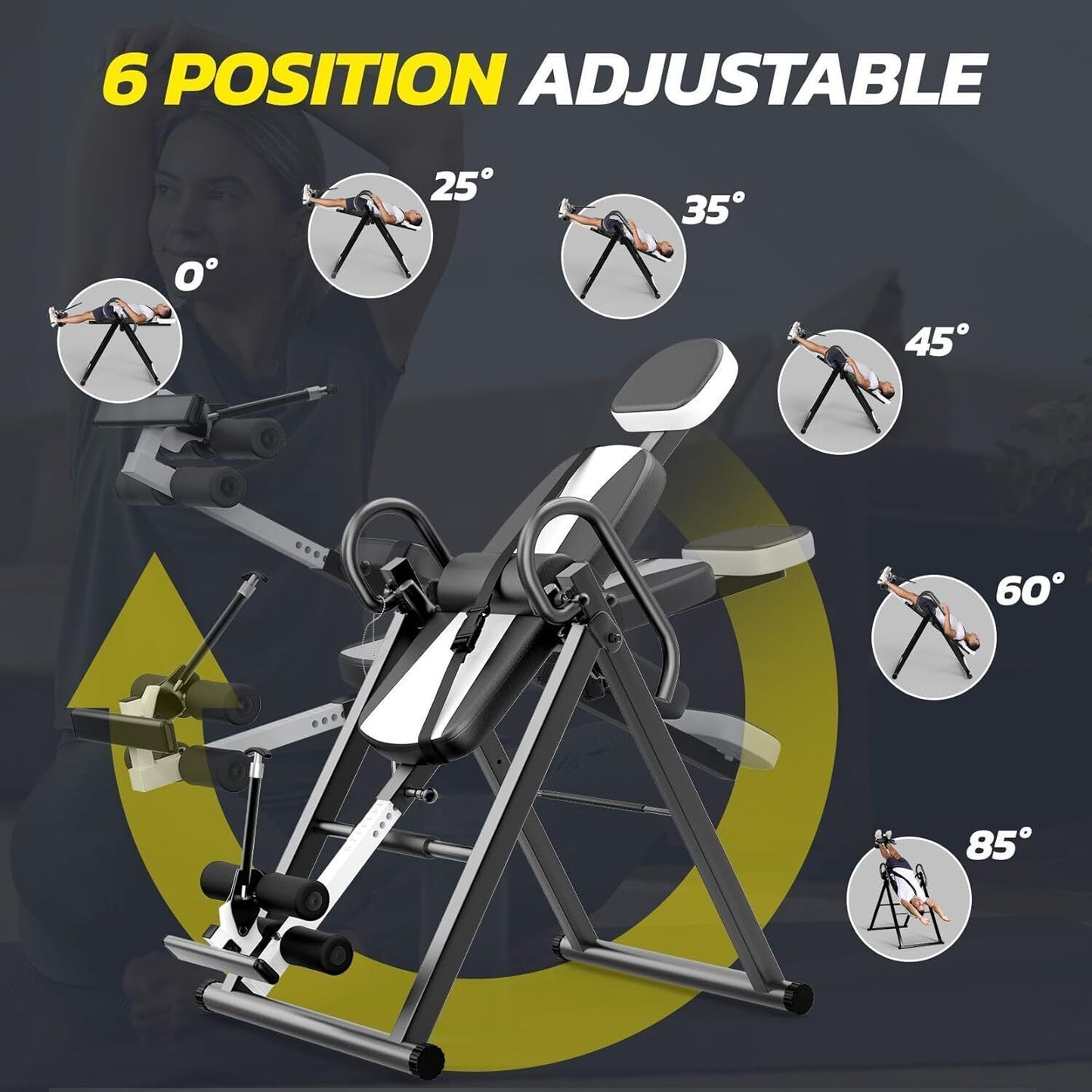 1pc Stainless Steel Gravity Inversion Table, Foldable
