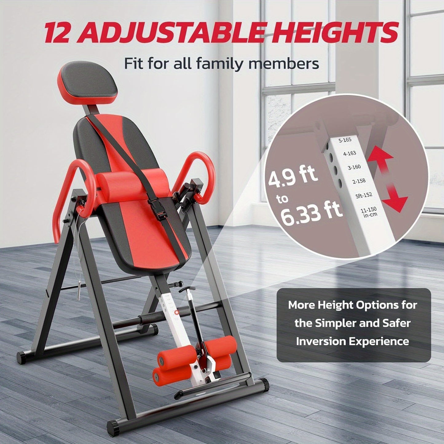 1pc Stainless Steel Gravity Inversion Table, Foldable