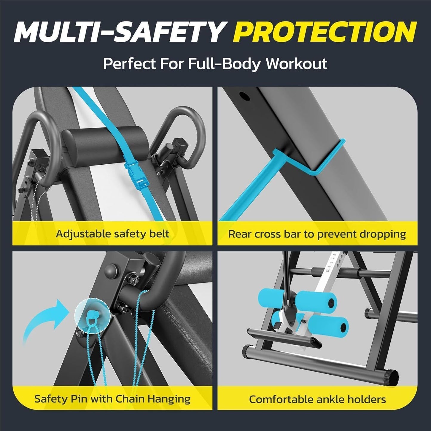 1pc Stainless Steel Gravity Inversion Table, Foldable
