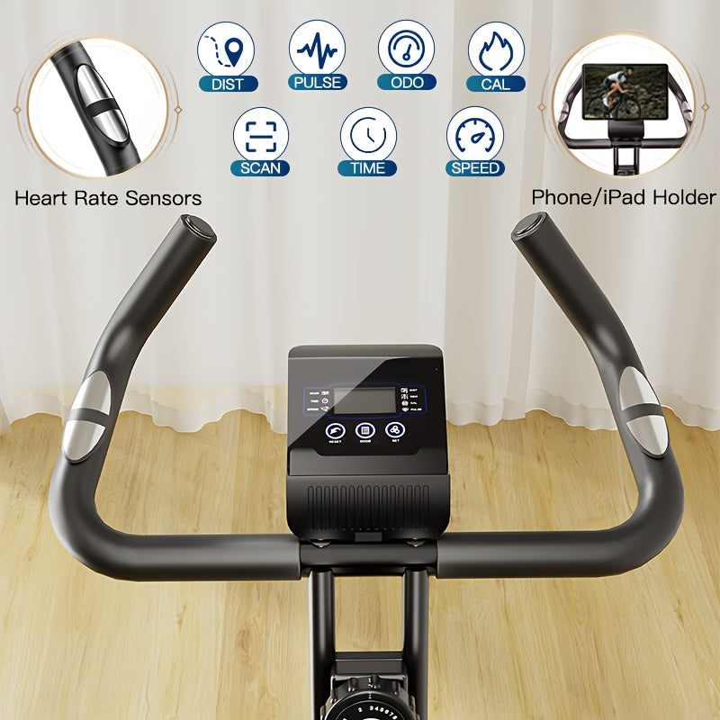 1pc Compact Folding Exercise Bike - 8-Level Adjustable Resistance, LCD Display