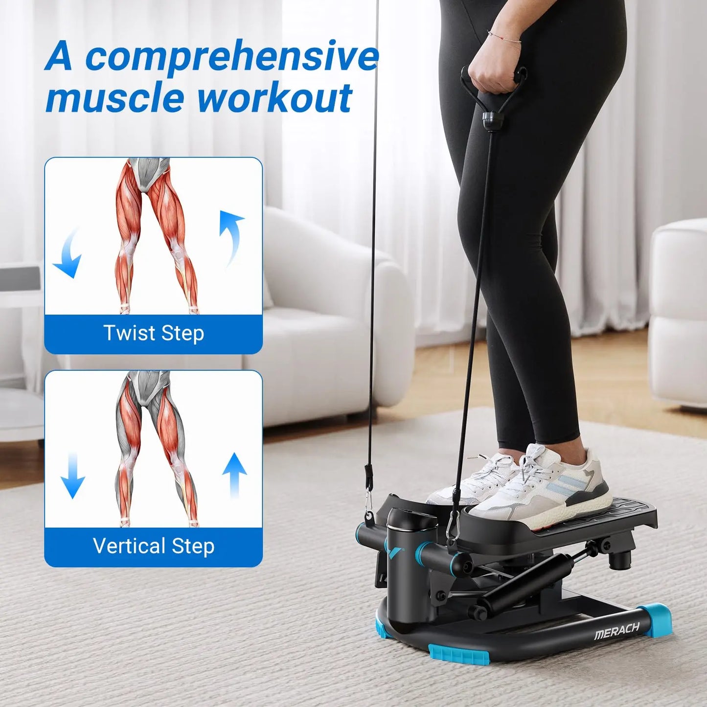 Dual-Action Stepper 330LBS Capacity with Resistance Bands