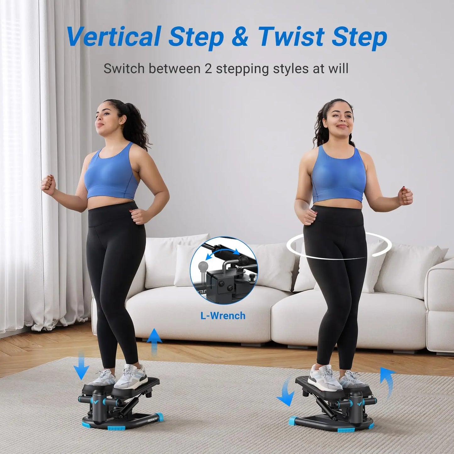 Dual-Action Stepper 330LBS Capacity with Resistance Bands
