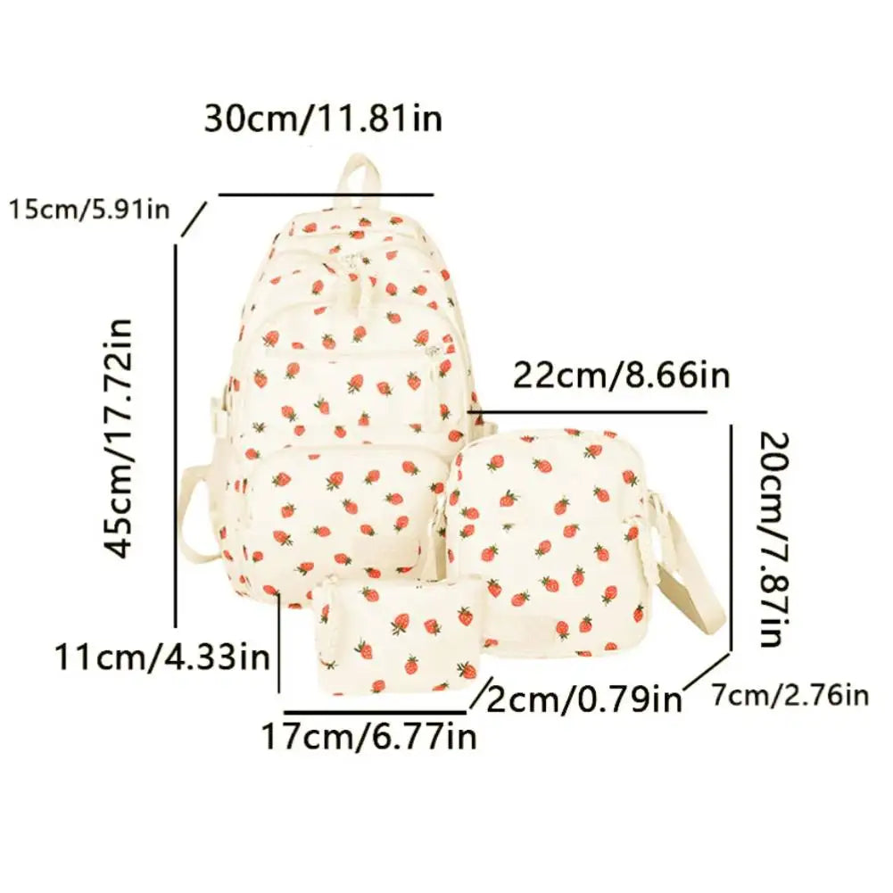 Bow Print Backpack Set with Crossbody Bag and Small Purse