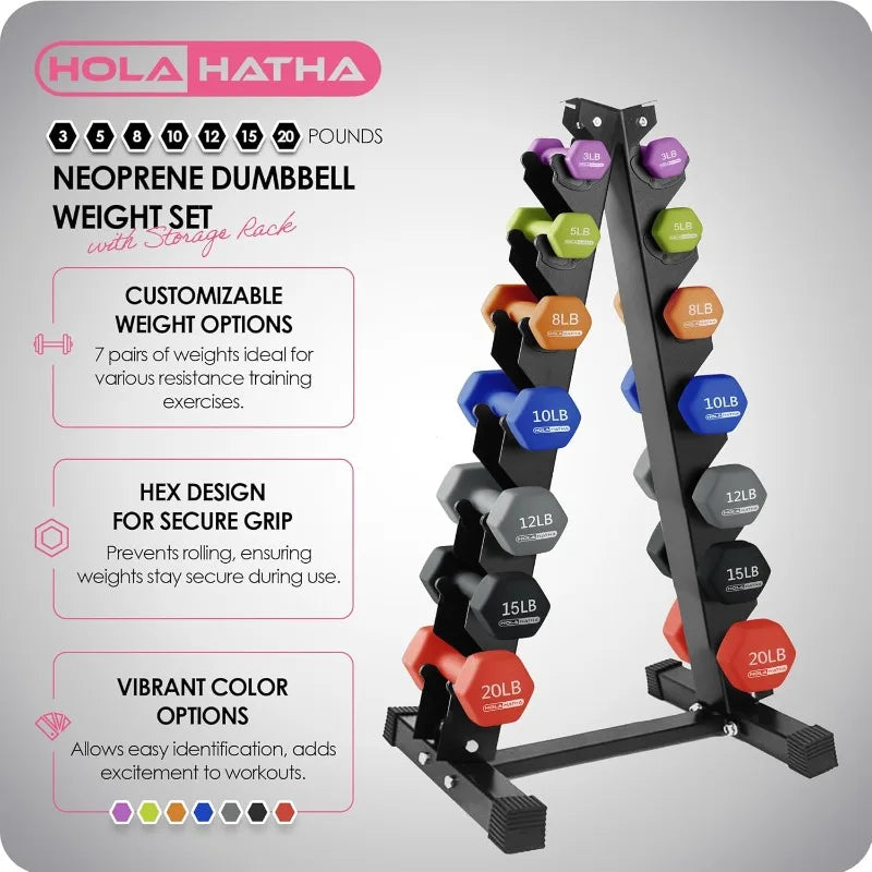 Dumbbell Free Hand Weight Set with Rack