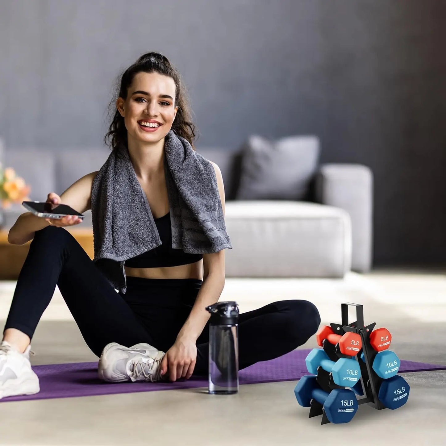 Neoprene Dumbbell Weight Set with Storage Rack