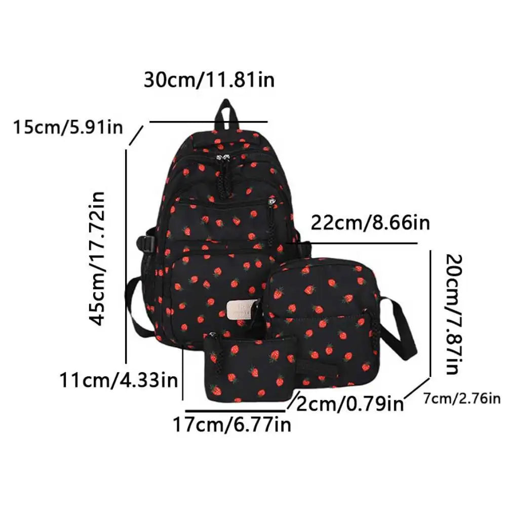 Bow Print Backpack Set with Crossbody Bag and Small Purse