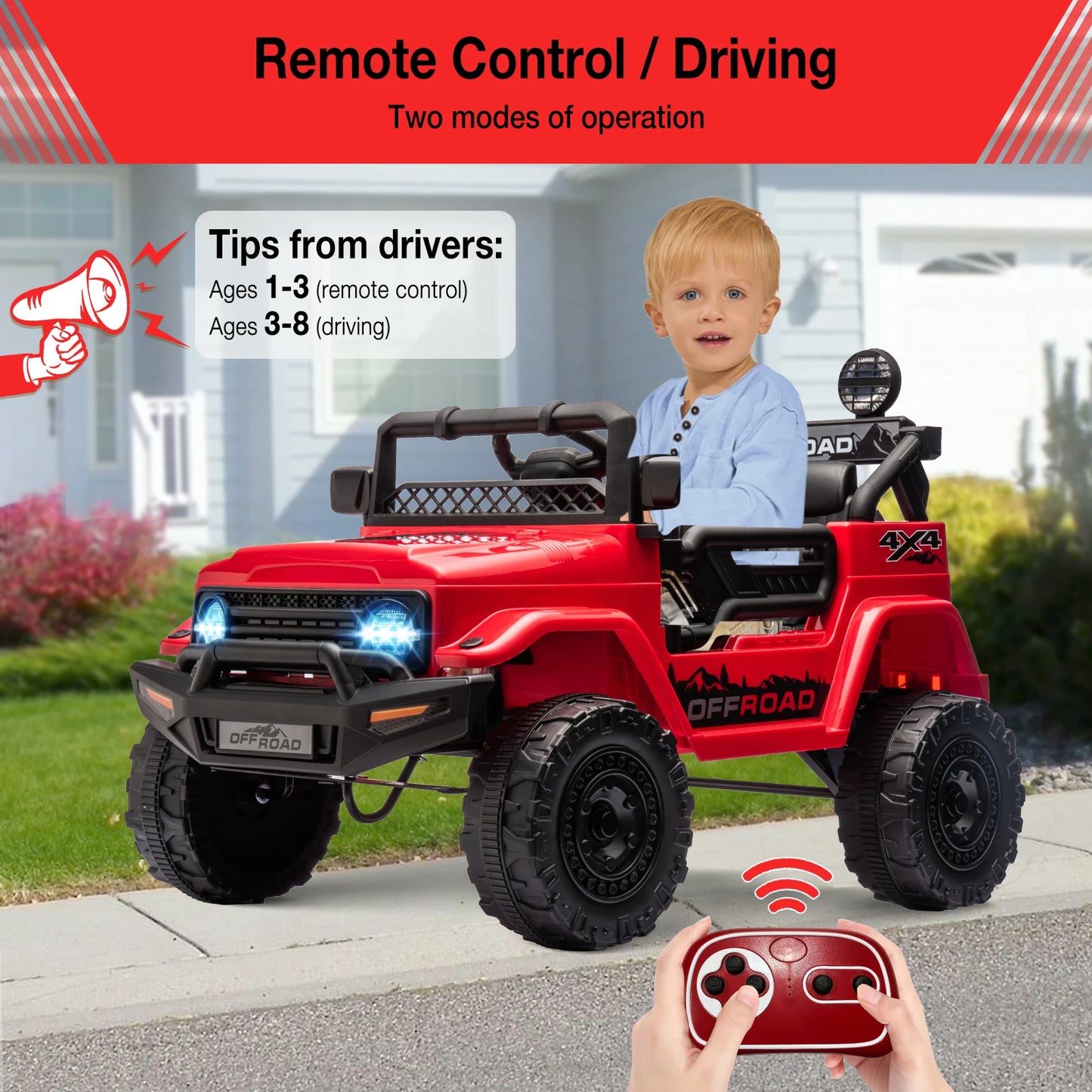 Kids Remote Control Ride On Truck with Bluetooth Connectivity