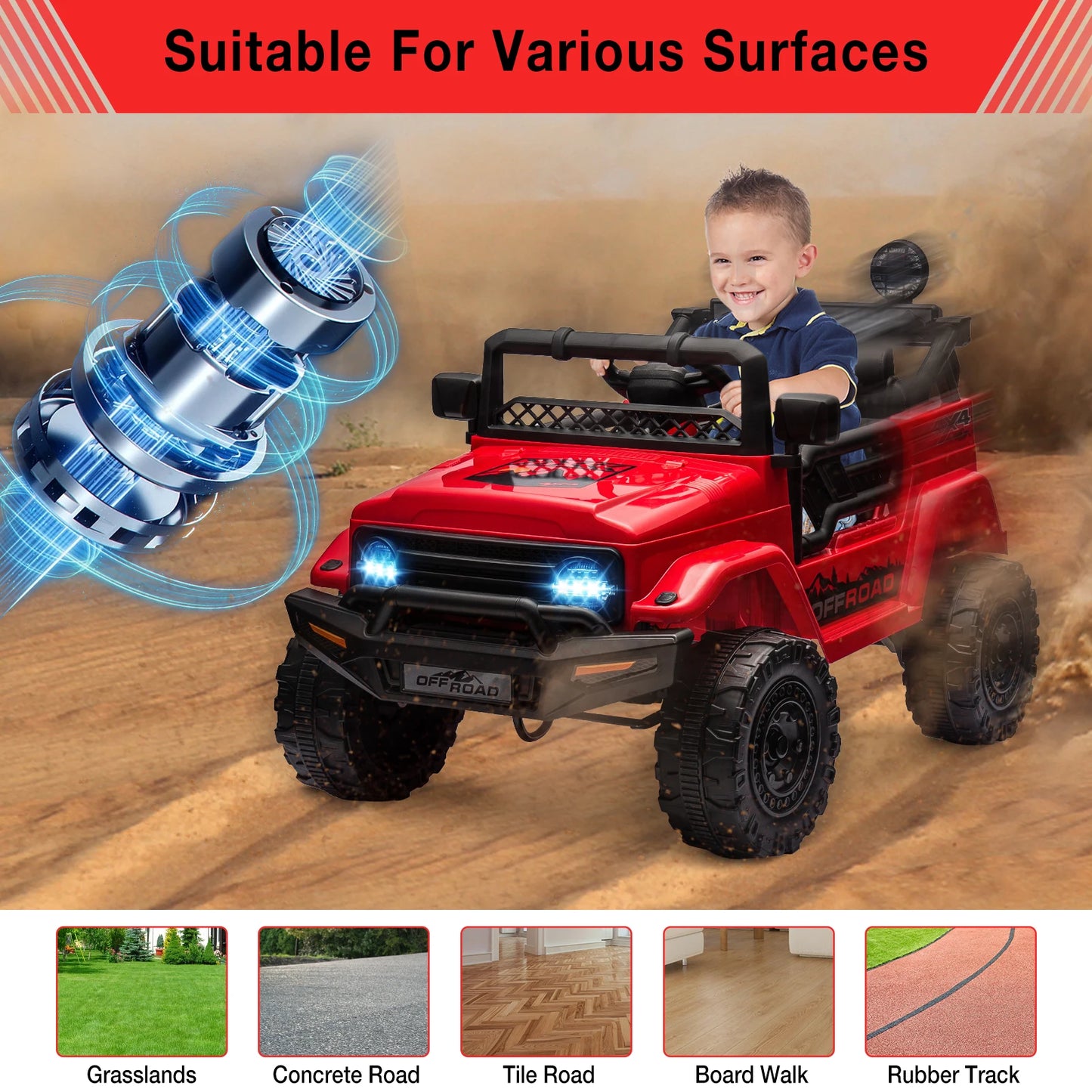 Kids Remote Control Ride On Truck with Bluetooth Connectivity