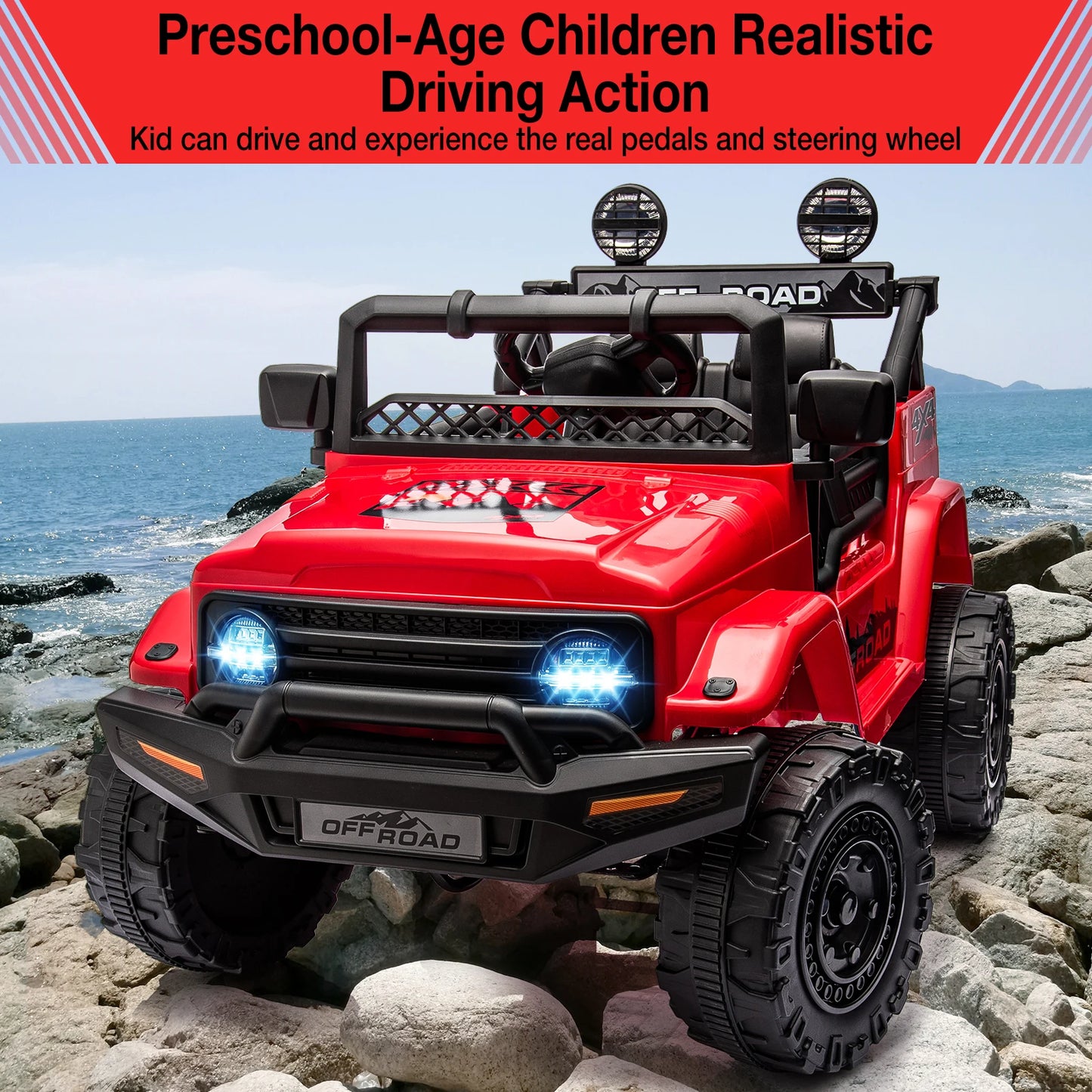 Kids Remote Control Ride On Truck with Bluetooth Connectivity