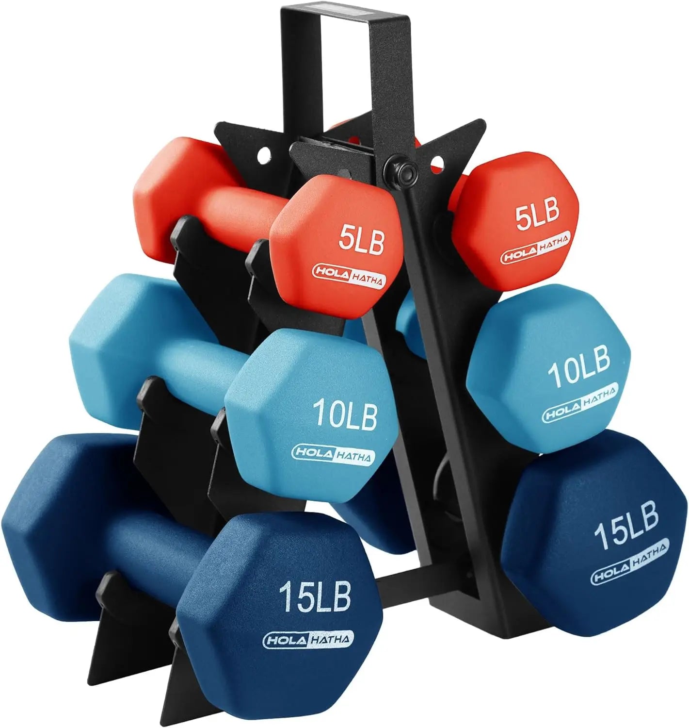 Neoprene Dumbbell Weight Set with Storage Rack