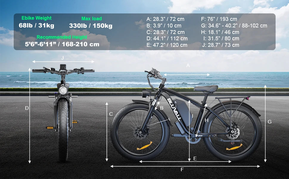 E-Bike Hidden Dual Battery Snow Beach Electric Bicycle