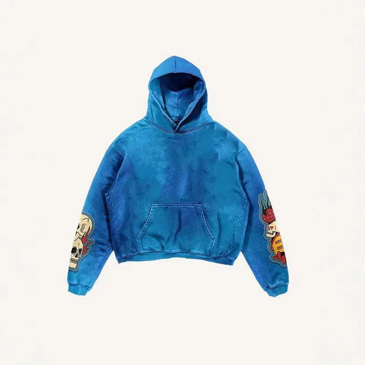 Vintage washed hoodie Men y2k Punk Goth oversized sweatshirt