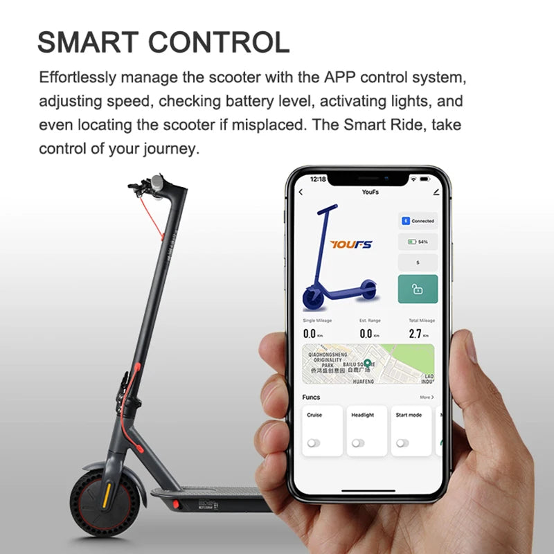Electric Scooter with Smart APP Control and Foldable Design