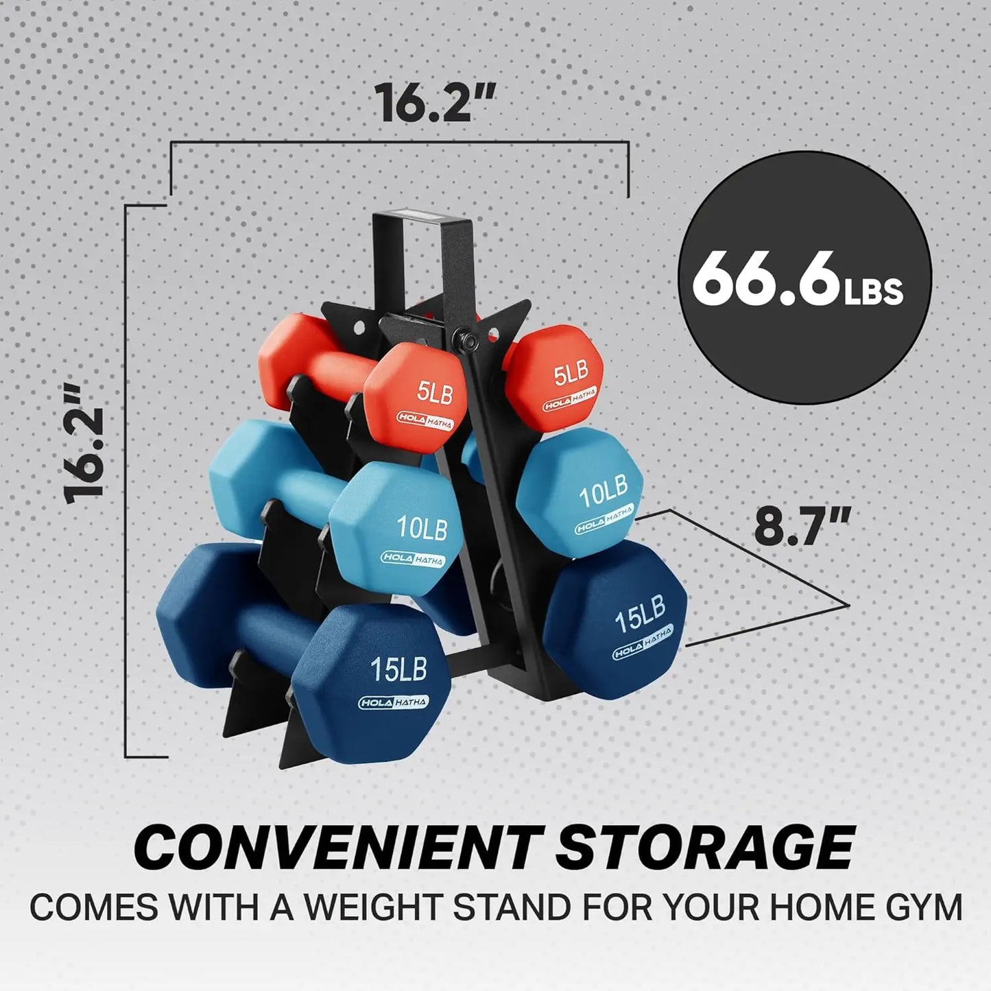 Neoprene Dumbbell Weight Set with Storage Rack