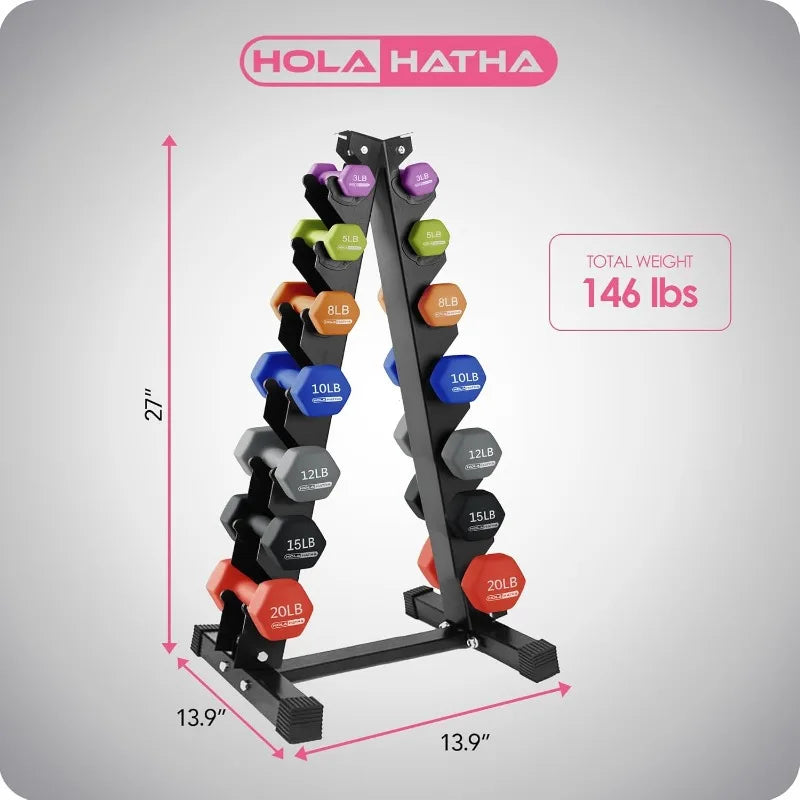 Dumbbell Free Hand Weight Set with Rack