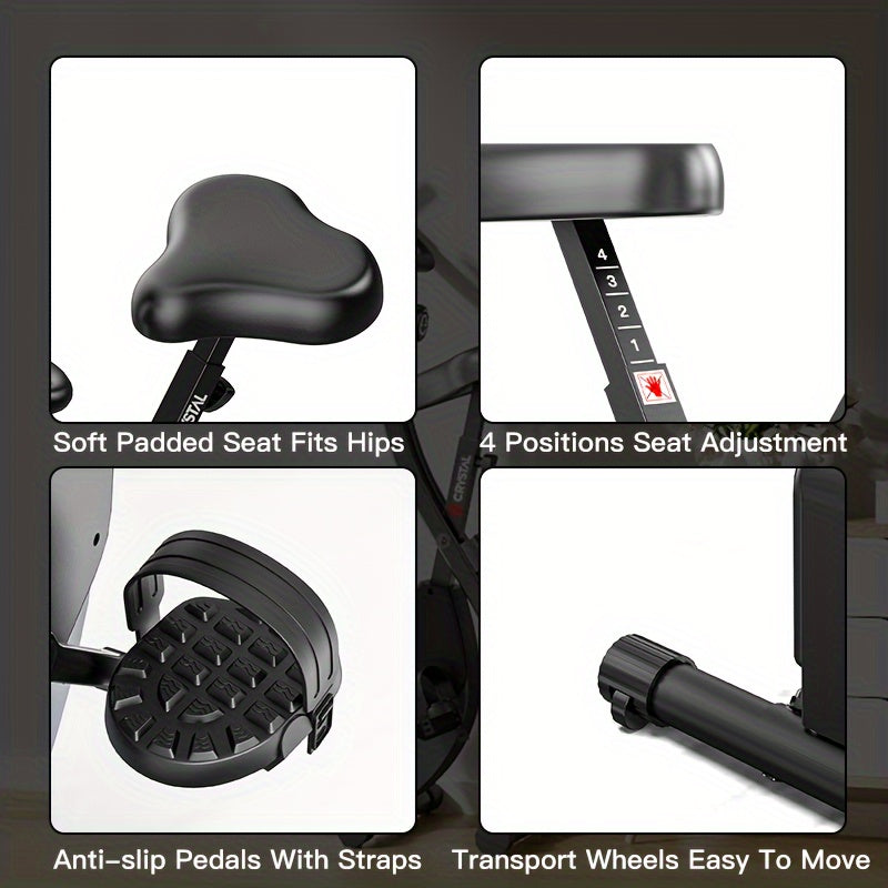 1pc Compact Folding Exercise Bike - 8-Level Adjustable Resistance, LCD Display
