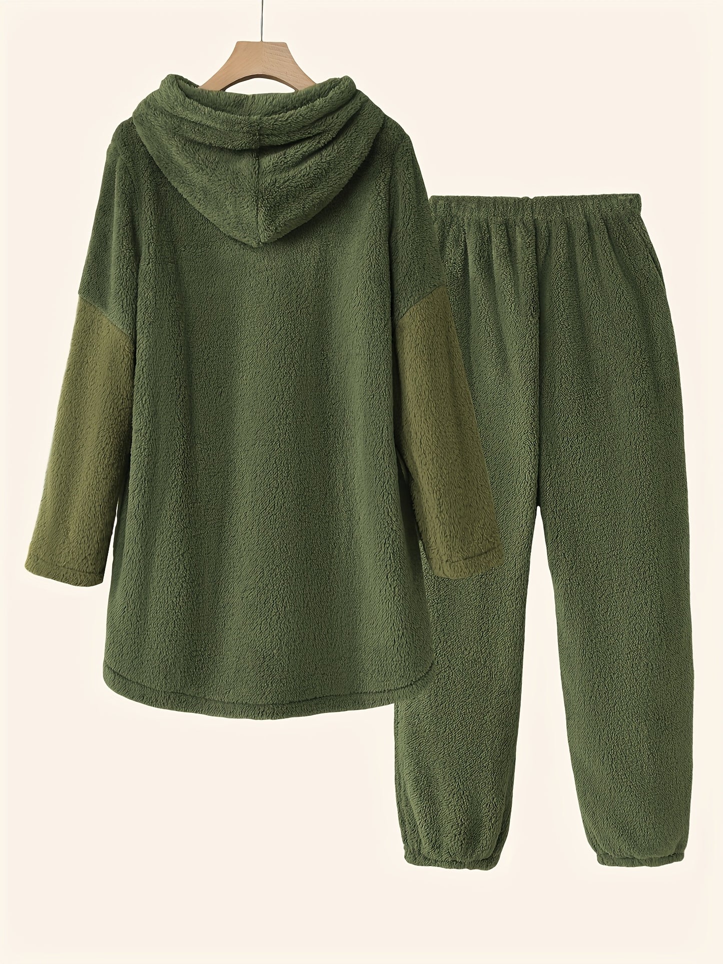 Women's Plus Size Casual Hooded Sweatshirt and Pajama Set