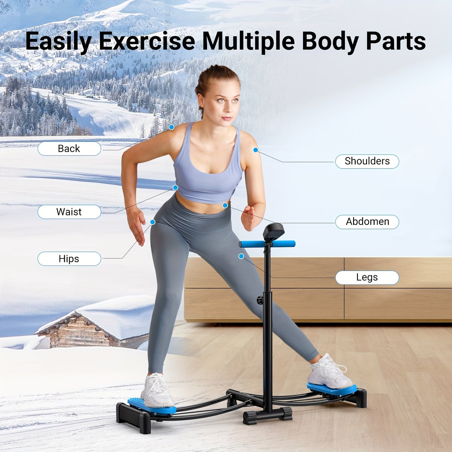 Simulated Ski Trainer, Adjustable Height