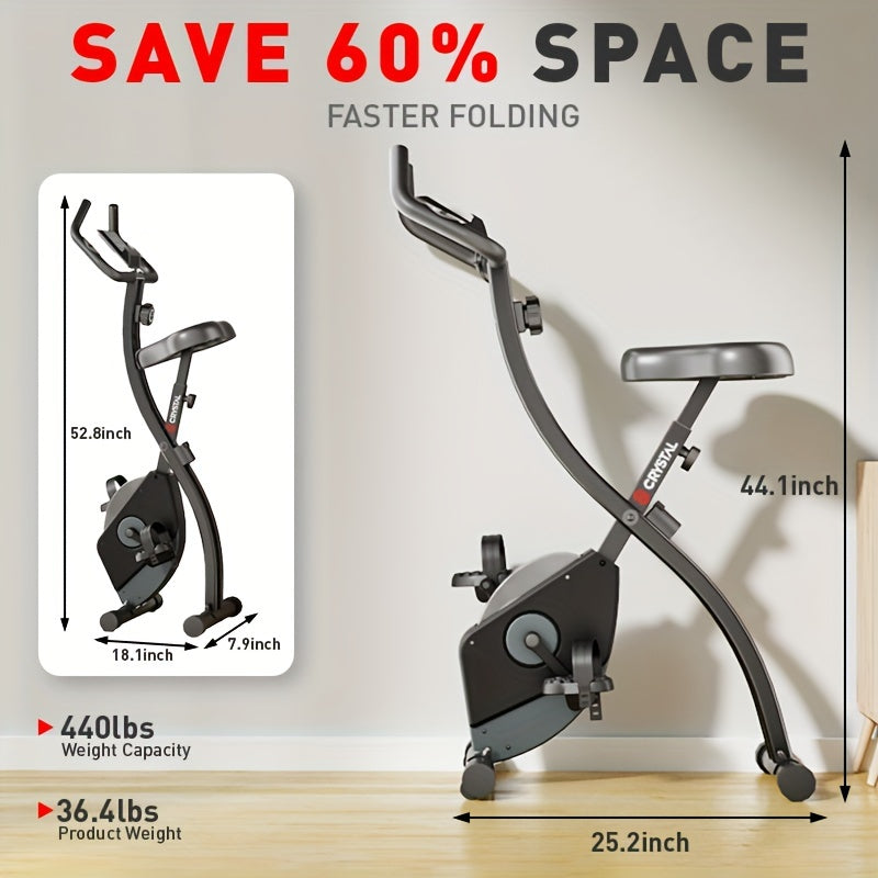1pc Compact Folding Exercise Bike - 8-Level Adjustable Resistance, LCD Display