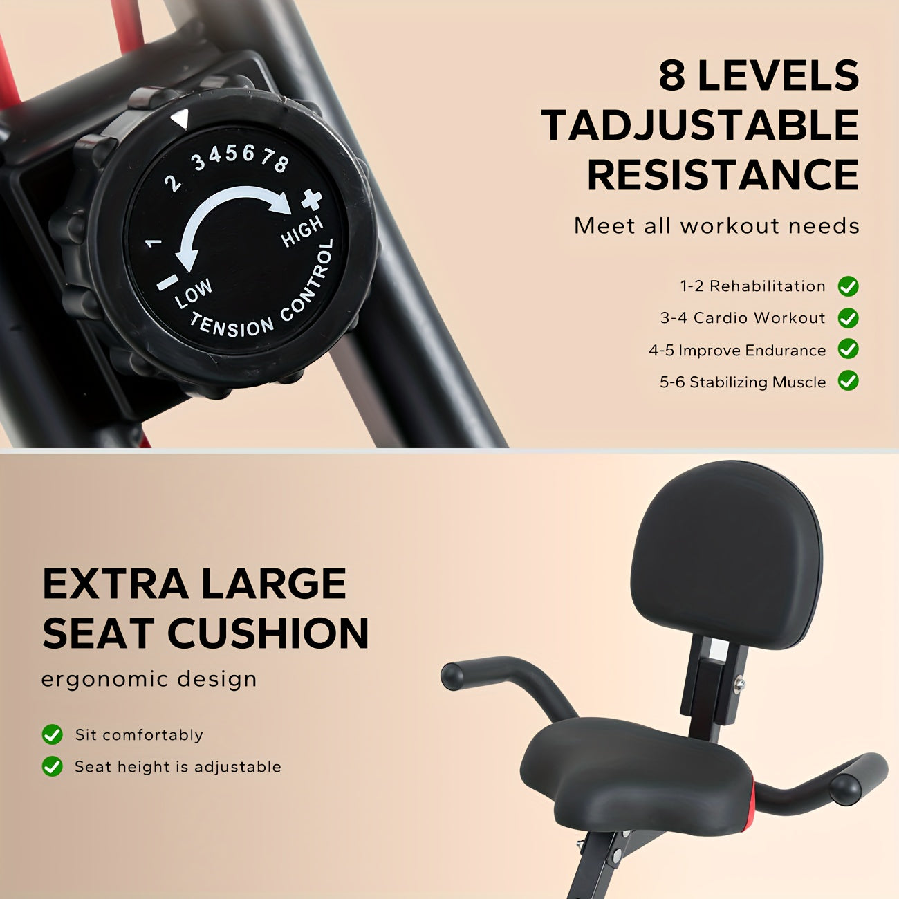 Ultra-Quiet 3-in-1 Foldable Exercise Bike
